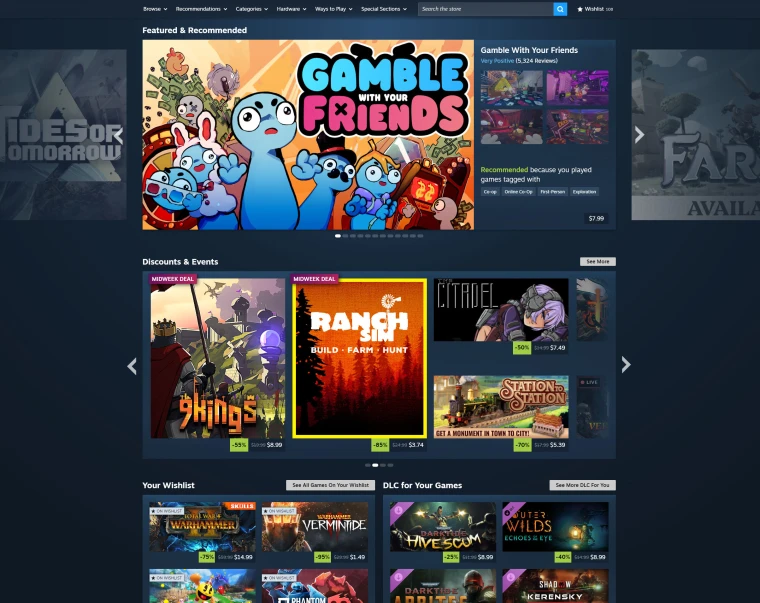  Steam商店重做结束，全新主页正式向所有用户推送