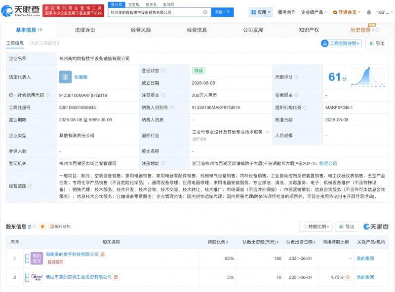美的在杭州成立新公司