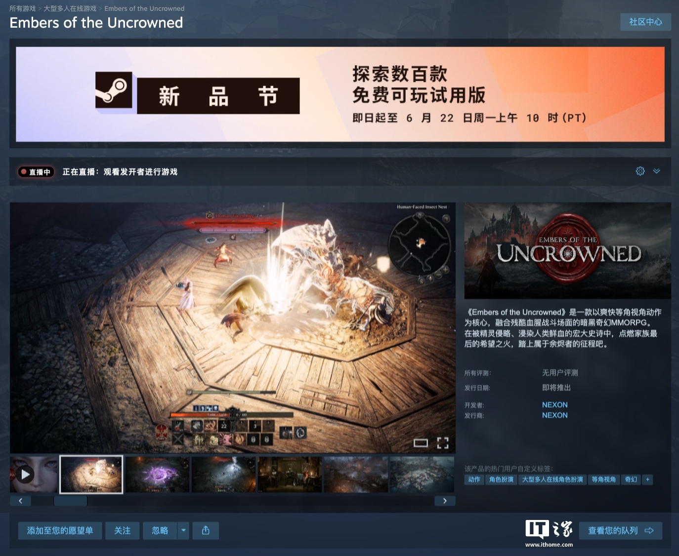 NEXON 全新暗黑奇幻 MMORPG《无冕余烬》游戏试玩 Demo 上线，支持简体中文 