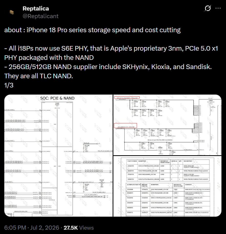 果粉心态炸了！曝iPhone 18 Pro闪存混用