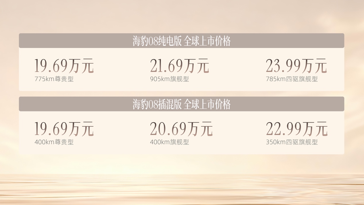 比亚迪海豹08上市，售价19.69万元起