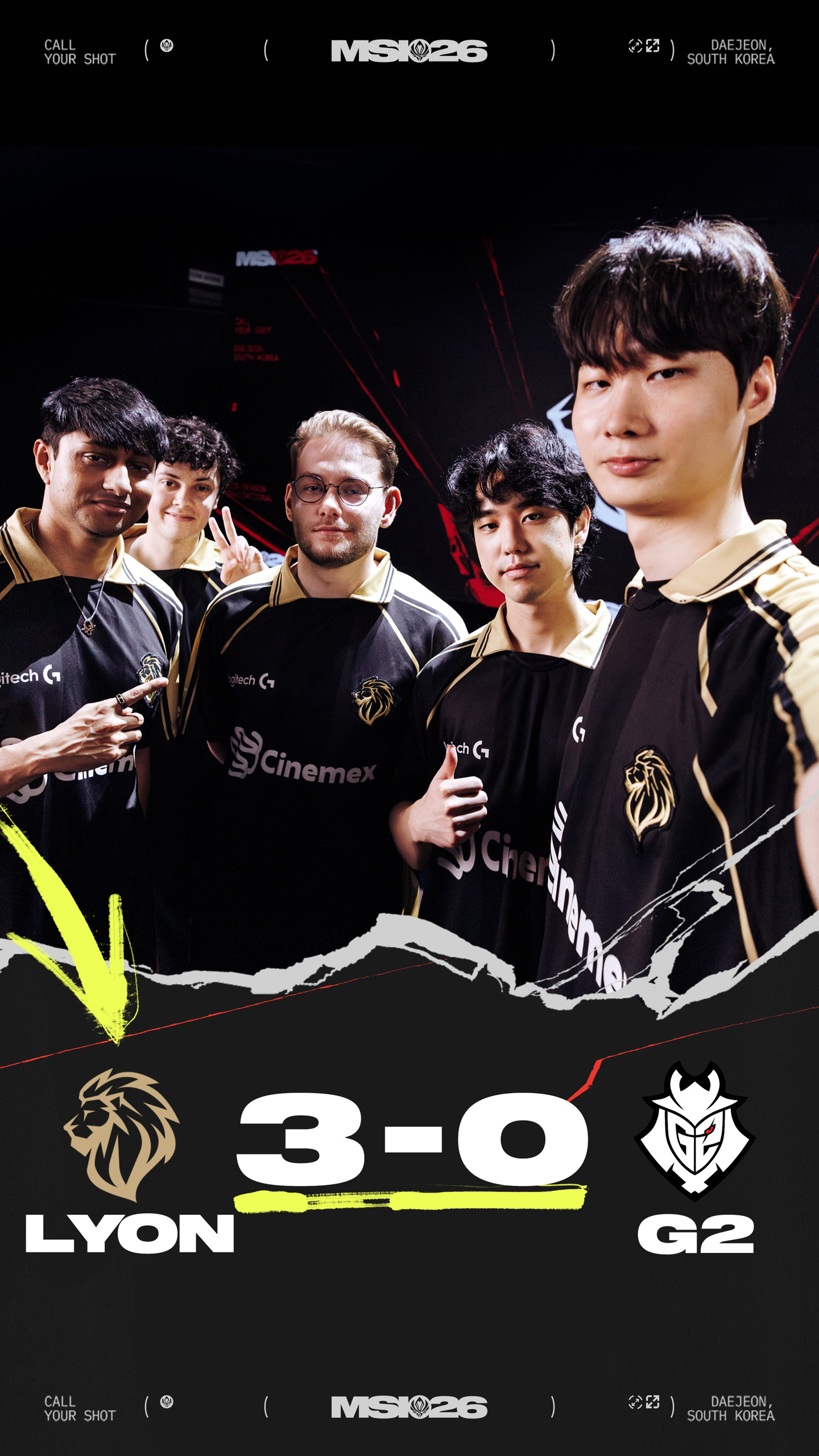 NA&amp;gt;EU：LYON 3:0 G2 挺进《英雄联盟》2026 MSI 败者组决赛 